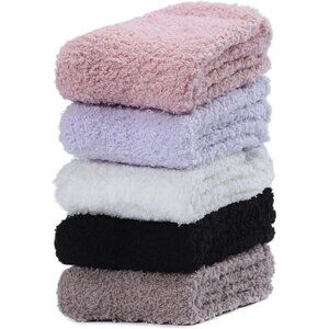 ❤️Fuzzy Socks for Women Thick Cozy Plush Socks Christmas Socks for Women 5 Pairs